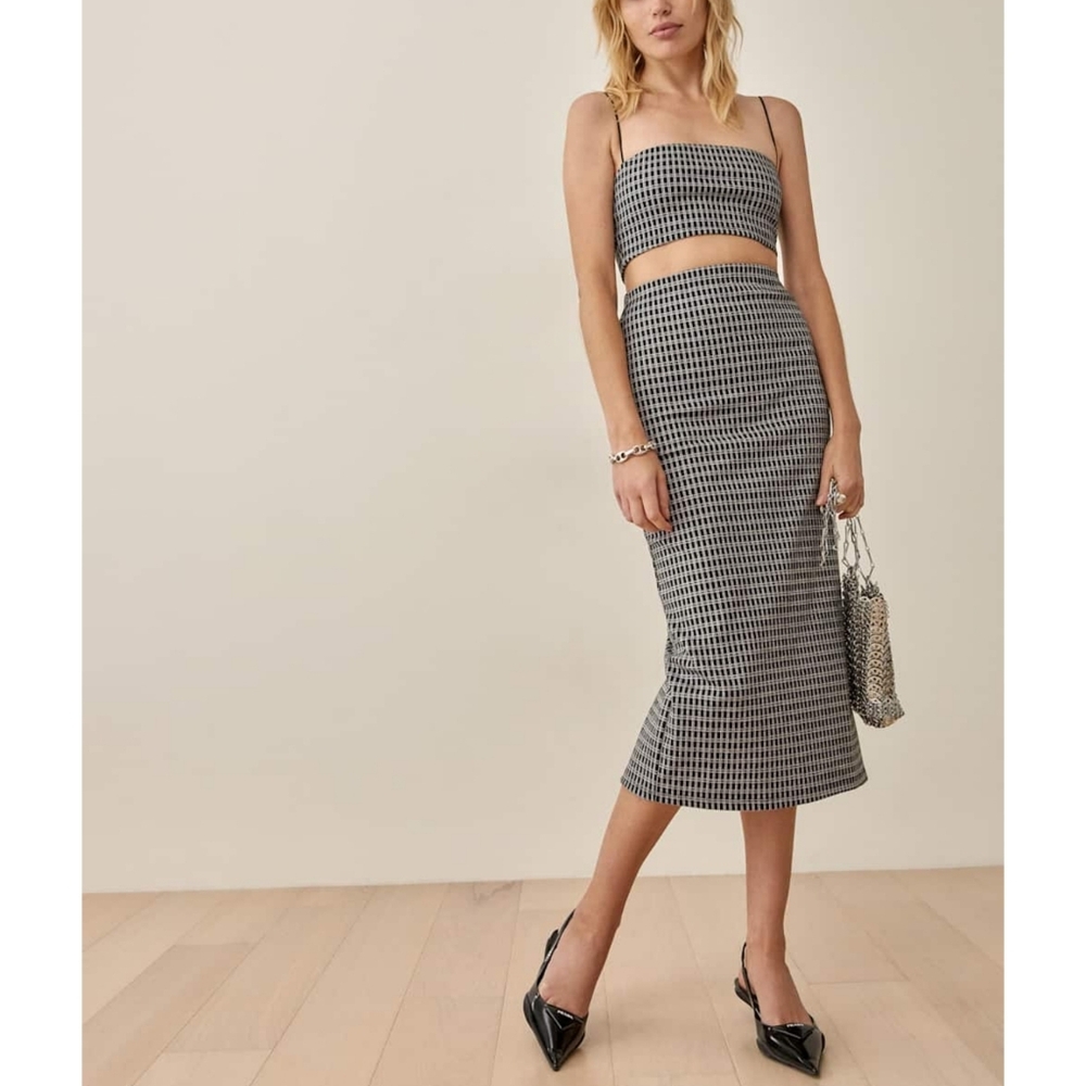 Reformation Black Plaid Callista Knit Two Piece Set